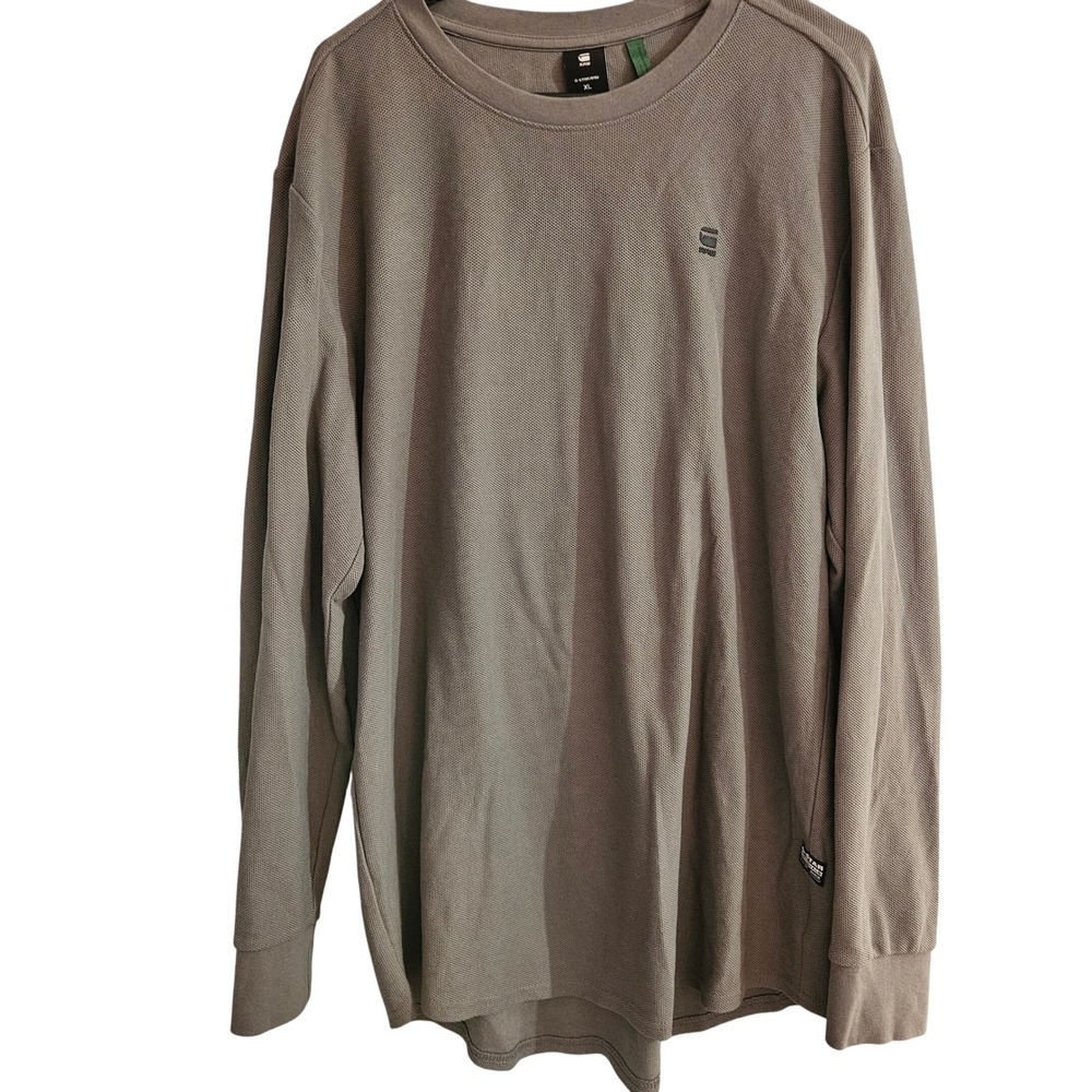 G-Star RAW Mens Long Sleeve Logo‎ T-Shirt Gray Knit Top Size XL
